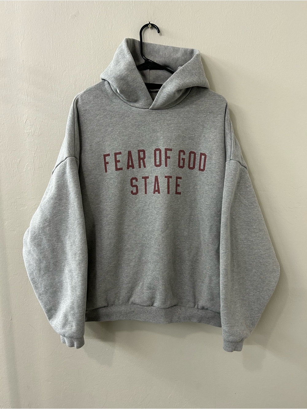 Essentials Fear Of God State Dark Heather Oatmeal Fleece Hoodie Sz M